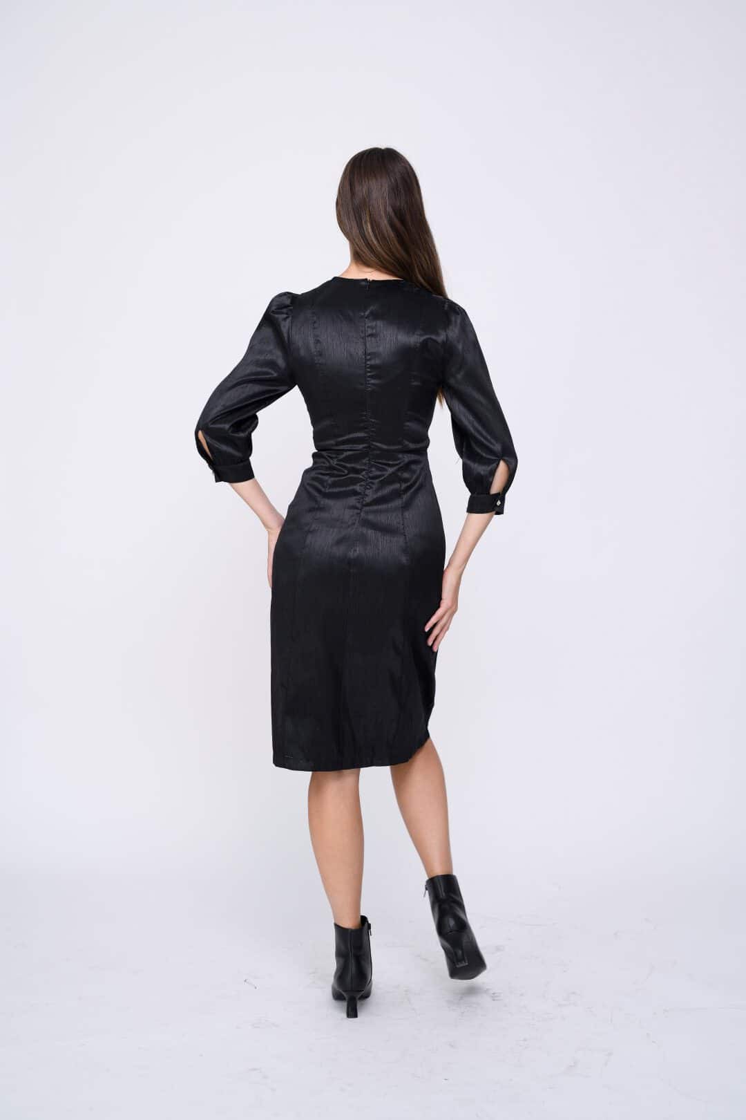שמלת טפט ישרה - שחור