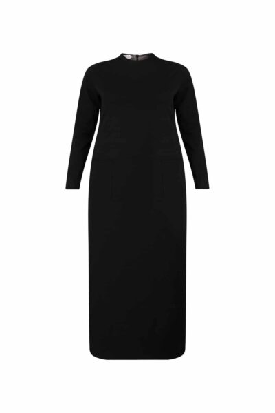שמלת מקסי ג'רסי - שחור